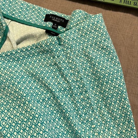 Talbots Aqua Geometric Pants Size 16 stretch lightweight perfect for summer - Picture 6 of 6
